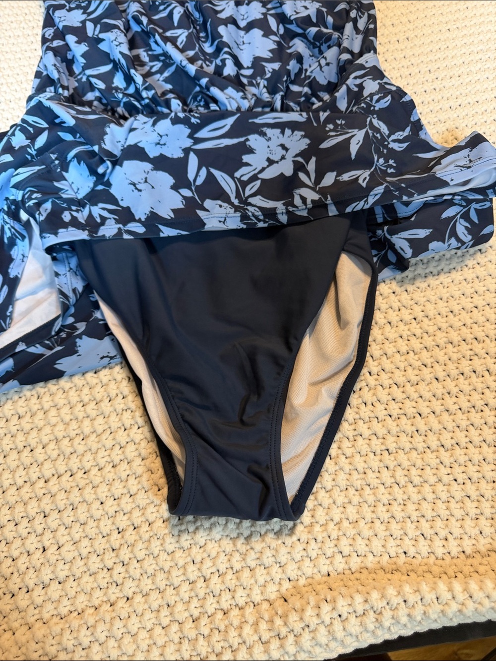 BloomChic Navy and Light Blue Floral Swimshort swim suit - Picture 4 of 6